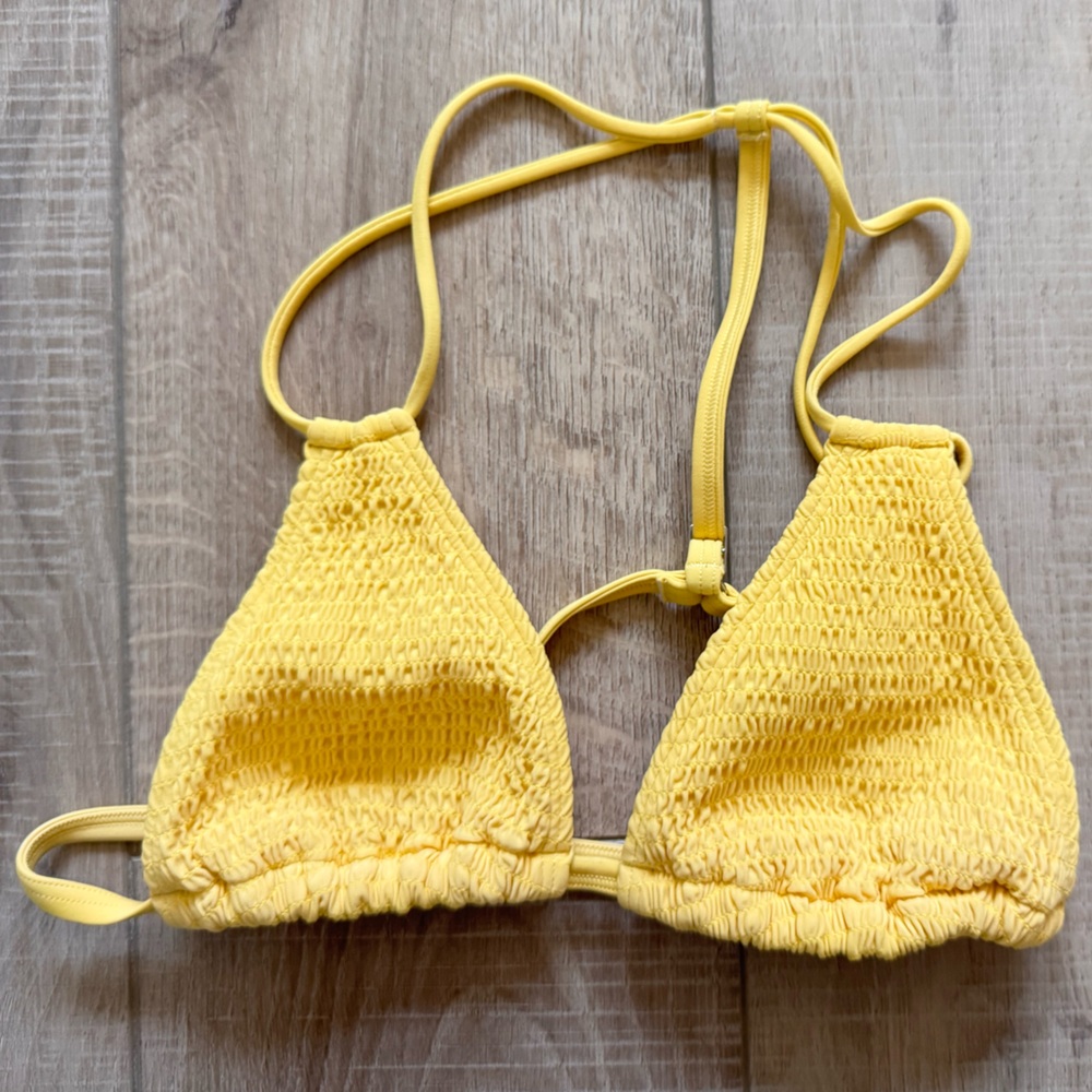 Abercrombie & Fitch Yellow Smocked Bikini Top